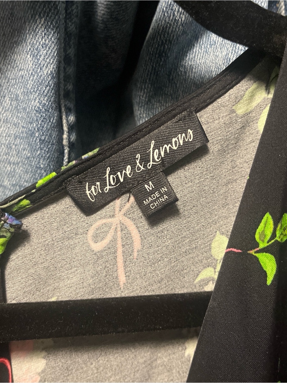 For Love & Lemons Black Floral Trim Top - Picture 7 of 8